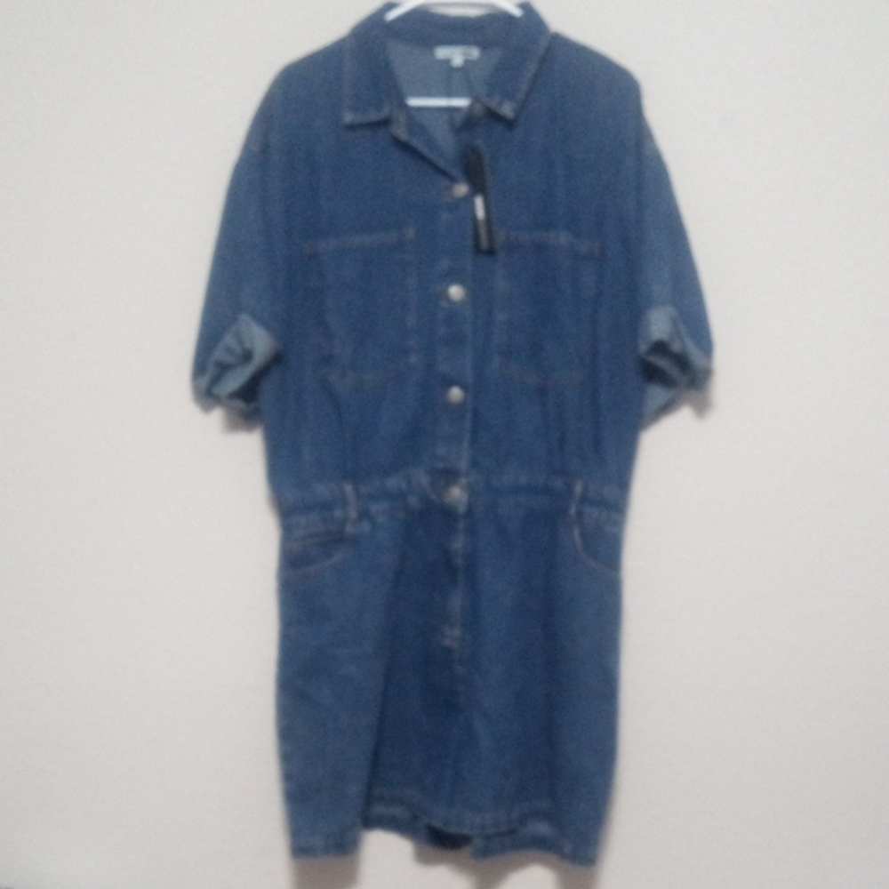 Fashion Nova Dark Blue Denim Romper